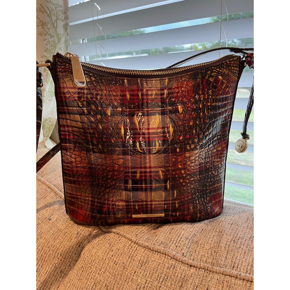 Brahmin Katie Crossbody Flannel Melbourne Croc Embossed Leather